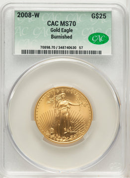 2008-W $25 Half-Ounce Gold Eagle Burnished CACG SP70