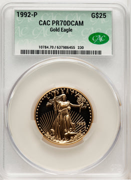 1992-P $25 Half-Ounce Gold Eagle CACG PR70