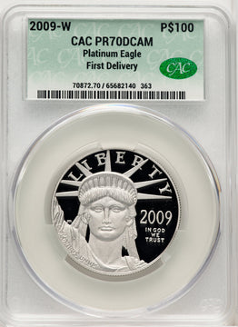 2009-W $100 One-Ounce Platinum Eagle First Strike First Day Of Delivery CACG PR70