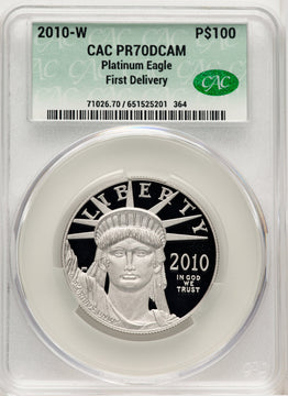 2010-W $100 One-Ounce Platinum Eagle First Strike First Day Of Delivery CACG PR70