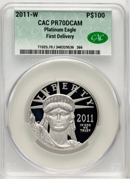 2011-W $100 One-Ounce Platinum Eagle First Strike First Delivery CACG PR70