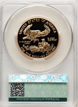 1987-W $50 One-Ounce Gold Eagle Blue Gradient CACG PR70