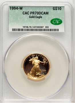 1994-W $10 Quarter-Ounce Gold Eagle Brown Label CACG PR70