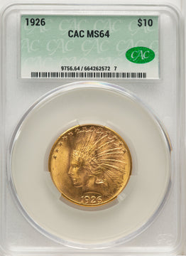 1926 $10 Indian Eagle CACG MS64