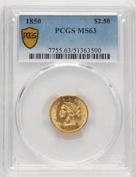 1850 $2.50 Liberty Quarter Eagle PCGS MS63