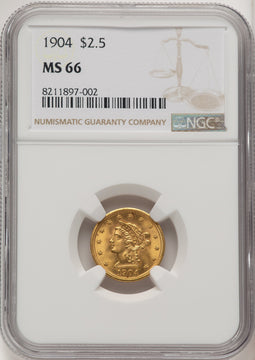 1904 $2.50 Liberty Quarter Eagle NGC MS66 (772300014)