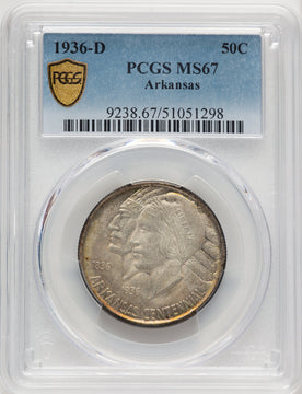 1936-D 50C Arkansas Commemorative Silver PCGS MS67