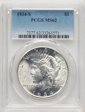 1934-S Peace Dollar PCGS MS62