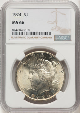 1924 Peace Dollar NGC MS66