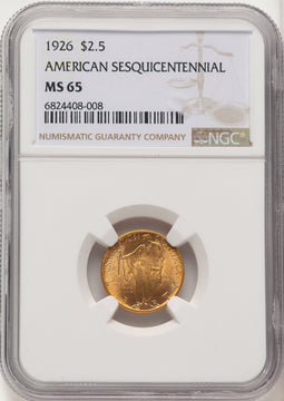 1926 $2.50 SESQUI Commemorative Gold NGC MS65 (774733004)