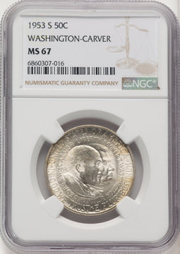 1953-S 50C Washington-Carver Commemorative Silver NGC MS67 (774753024)