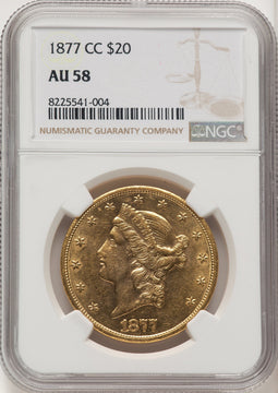 1877-CC $20 Liberty Double Eagle NGC AU58