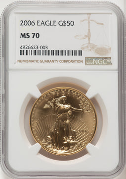2006 $50 One-Ounce Gold Eagle NGC MS70