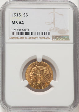 1915 $5 Indian Half Eagle NGC MS64 (774257009)
