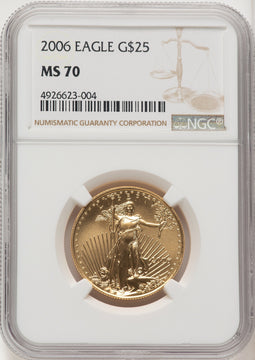 2006 $25 Half-Ounce Gold Eagle Brown Label NGC MS70
