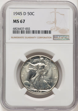 1945-D 50C Walking Liberty Half Dollar NGC MS67 (774667002)