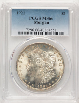 1921 Morgan Morgan Dollar PCGS MS66