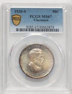 1936-S 50C Cincinnati Commemorative Silver PCGS MS67 (775242024)