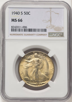 1940-S 50C Walking Liberty Half Dollar NGC MS66