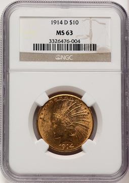 1914-D $10 Indian Eagle NGC MS63