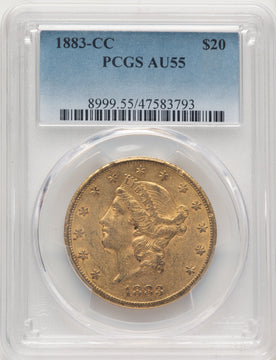 1883-CC $20 Blue Gradient Liberty Double Eagle PCGS AU55
