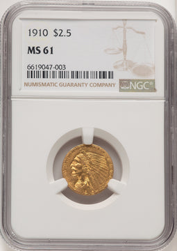 1910 $2.50 Indian Quarter Eagle NGC MS61 (775138005)