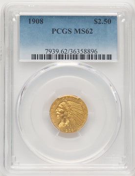 1908 $2.50 Blue Gradient Indian Quarter Eagle PCGS MS62