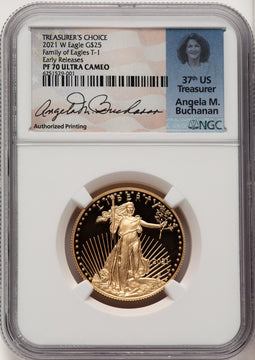 2021-W 1/2 Ounce Gold Eagle T-1 ER NGC PF70 Angela Buchanan