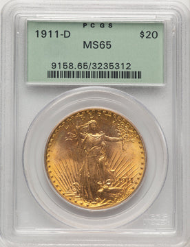 1911-D $20 Saint-Gaudens Double Eagle PCGS MS65 (774243006)