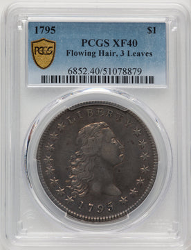 1795 Flowing Hair Three Leaves Early Dollar PCGS XF40