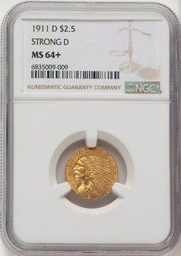 1911-D $2.50 Indian Quarter Eagle NGC MS64+