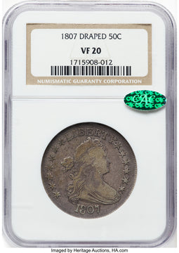 1807 50C Draped Bust O-103a CAC Early Half Dollar NGC VF20