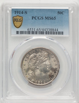 1914-S 50C Barber Half Dollar PCGS MS65