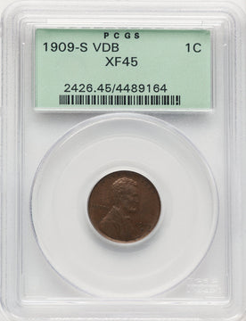 1909-S 1C VDB BN Lincoln Cent PCGS XF45