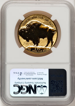 2013-W $50 One-Ounce Gold Buffalo Reverse Proof 100th Anniversary Brown Label NGC PF70 (775057011)