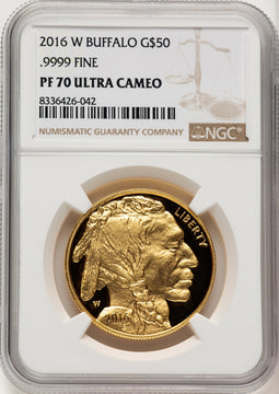 2016-W $50 One-Ounce Gold Buffalo 10th Anniversary Brown Label NGC PF70 (775057005)