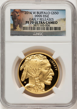 2014-W $50 Gold Buffalo ER NGC PF70 Bison Label
