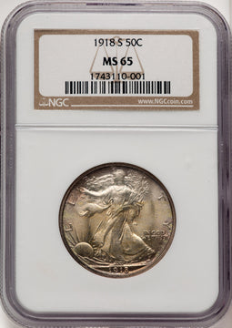 1918-S 50C Walking Liberty Half Dollar NGC MS65 (520492043)
