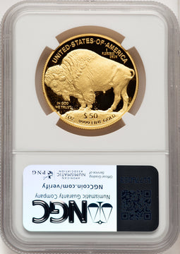 2010-W $50 One-Ounce Gold Buffalo .9999 Fine Gold Brown Label NGC PF70 (774675013)