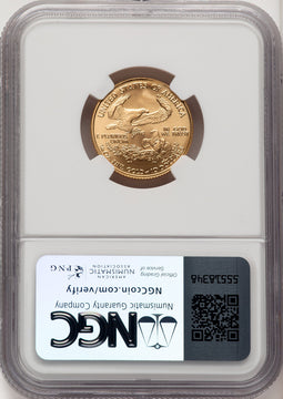 2007-W $10 Quarter-Ounce Gold Eagle Brown Label NGC MS70