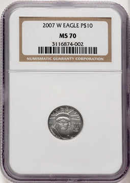2007-W $10 Tenth-Ounce Platinum Eagle Burnished Brown Label NGC MS70