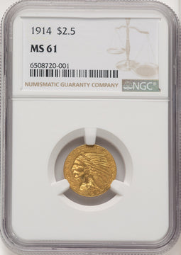1914 $2.50 Indian Quarter Eagle NGC MS61 (507107010)