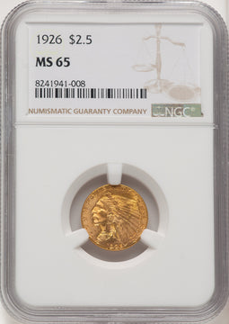 1926 $2.50 Indian Quarter Eagle NGC MS65 (774687012)