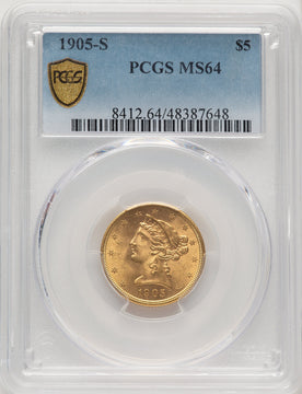 1905-S $5 Liberty Half Eagle PCGS MS64