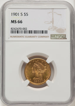 1901-S $5 Liberty Half Eagle NGC MS66