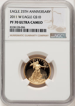 2011-W $10 Quarter-Ounce Gold Eagle Brown Label NGC PF70 (774348022)