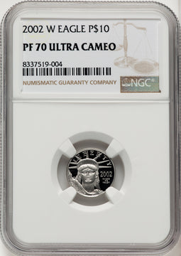 2002-W $10 Tenth-Ounce Platinum Eagle Brown Label NGC PF70 (774692068)