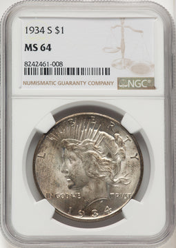 1934-S Peace Dollar NGC MS64 (775447028)