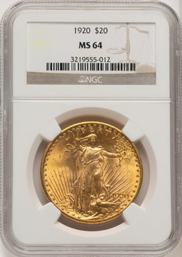 1920 $20 Saint-Gaudens Double Eagle NGC MS64 (520645004)