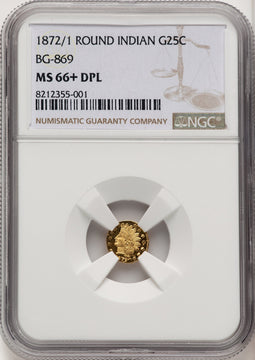 1872/1 25C BG-869 DM California Fractional Gold NGC MS66+